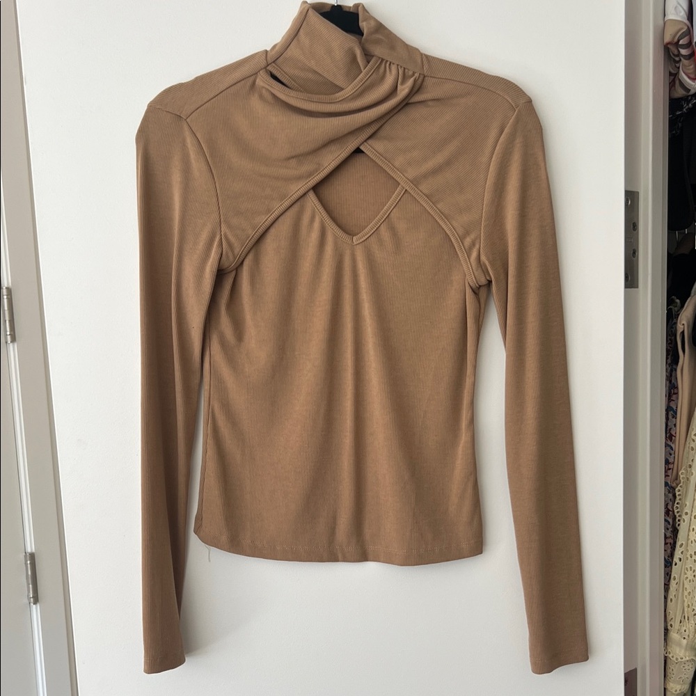 Tan Ribbed Knit Top